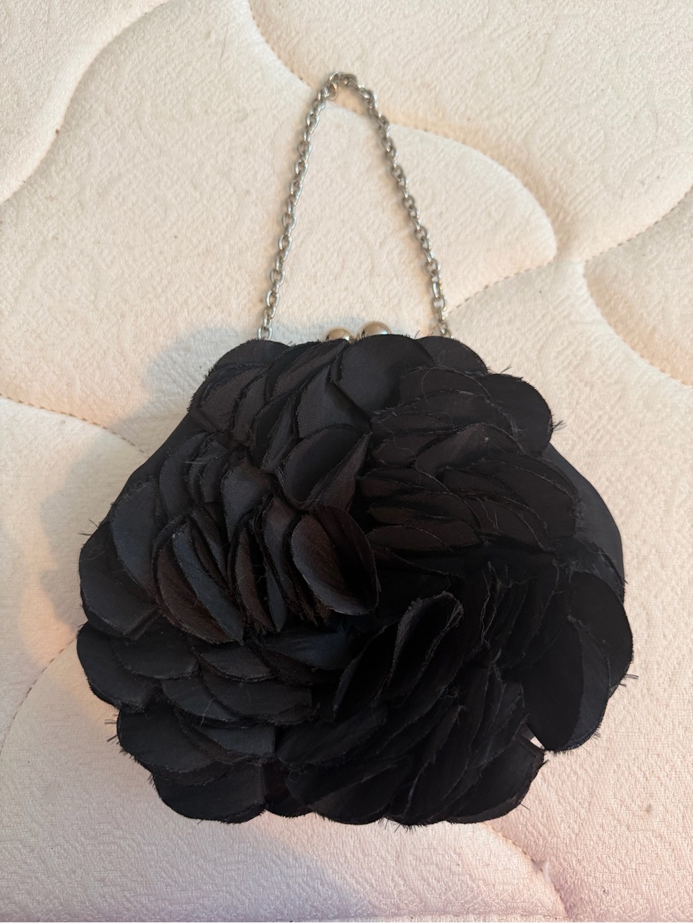 Expression Black Floral Petal Evening Clutch Handbag